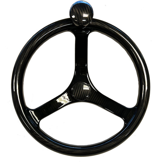 Schmitt Marine Carbon Fiber Primus Wheel w/Knob 13.5" w/Sanntoprene Finger Grip 3/4" Tapered Shaft w/CF Nut