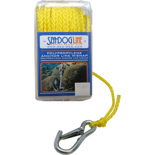 Sea-Dog Poly Pro Anchor Line w/Snap - 1/4" x 100&#39; - Yellow