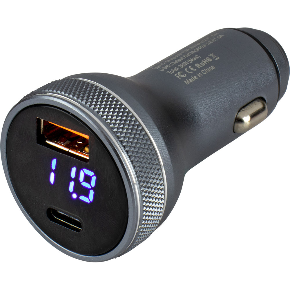 Sea-Dog Round USB &amp; USB-C Power Plug w/Voltmeter