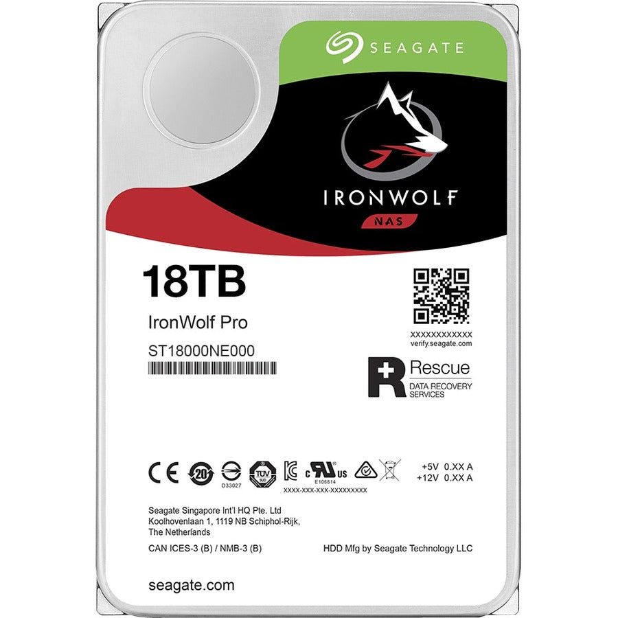 Seagate Ironwolf Pro St18000Ne000 18 Tb Hard Drive - 3.5" Internal - Sata (Sata/600) - Conventional Magnetic Recording (Cmr) Method