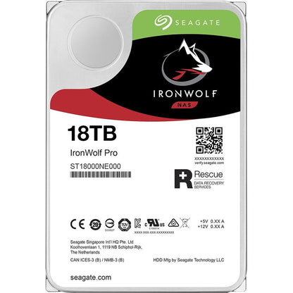 Seagate Ironwolf Pro St18000Ne000 18 Tb Hard Drive - 3.5" Internal - Sata (Sata/600) - Conventional Magnetic Recording (Cmr) Method