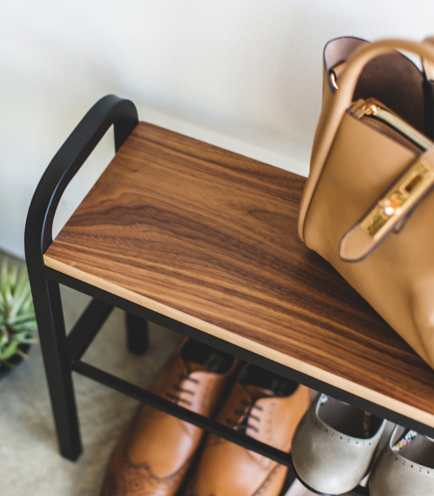 Shoe Organizer & Bench (18" H) - Steel + Wood