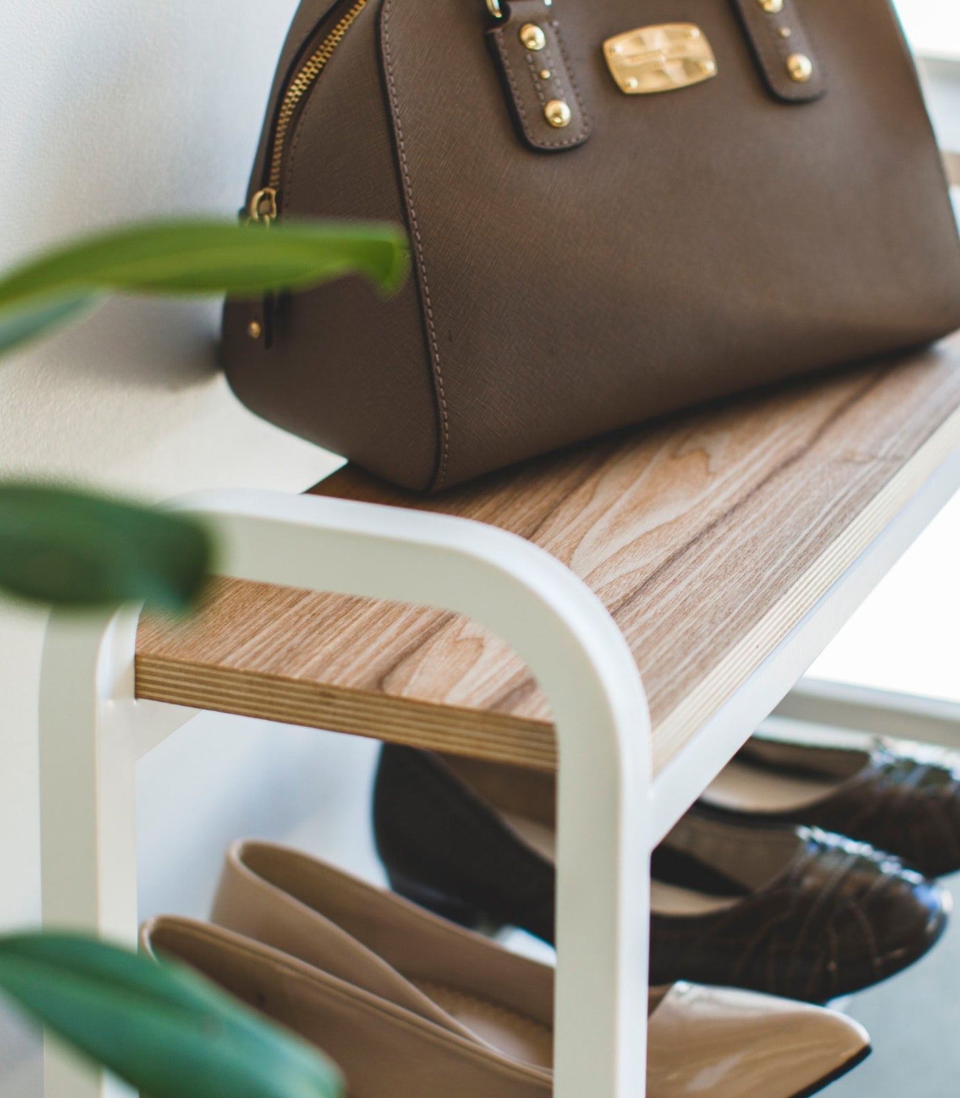 Shoe Organizer & Bench (18" H) - Steel + Wood