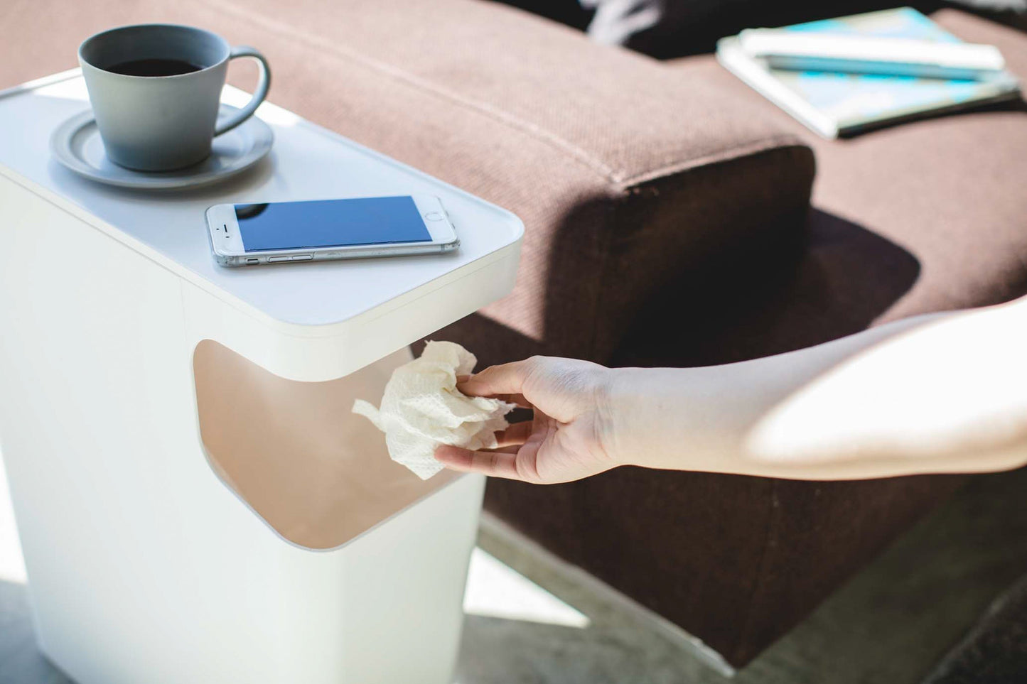 Side Table Trash Can