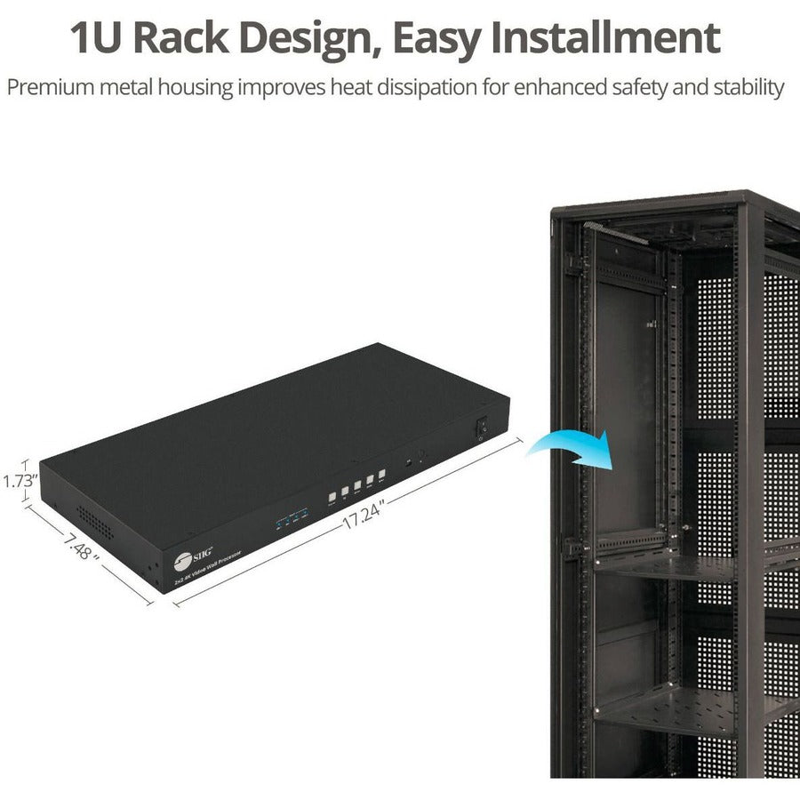 Siig 3X3 4K Video Wall Processor With Usb-C / Dp / Vga / Hdmi Input With Edid Management