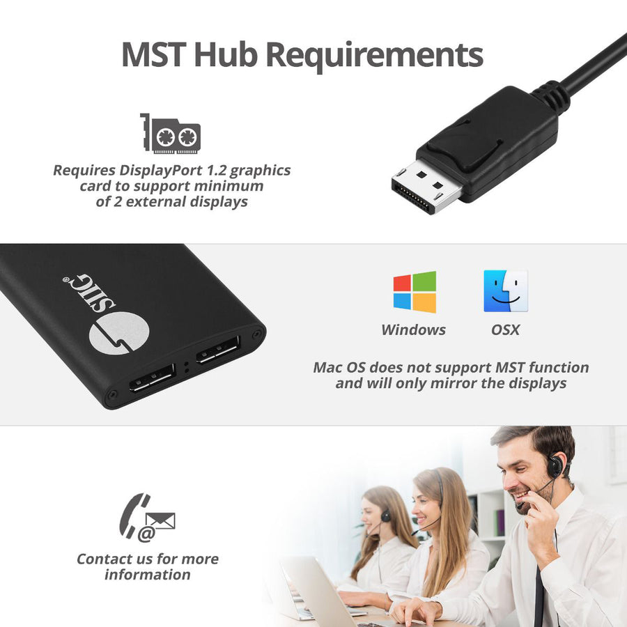 Siig 4K 1X2 Displayport 1.2 To Displayport Mst Splitter