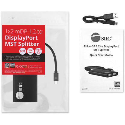 Siig 4K 1X2 Mini Displayport 1.2 To Displayport Mst Splitter