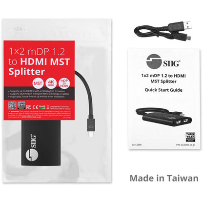 Siig 4K 2 Ports Mini Displayport 1.2 To Hdmi Mst Splitter