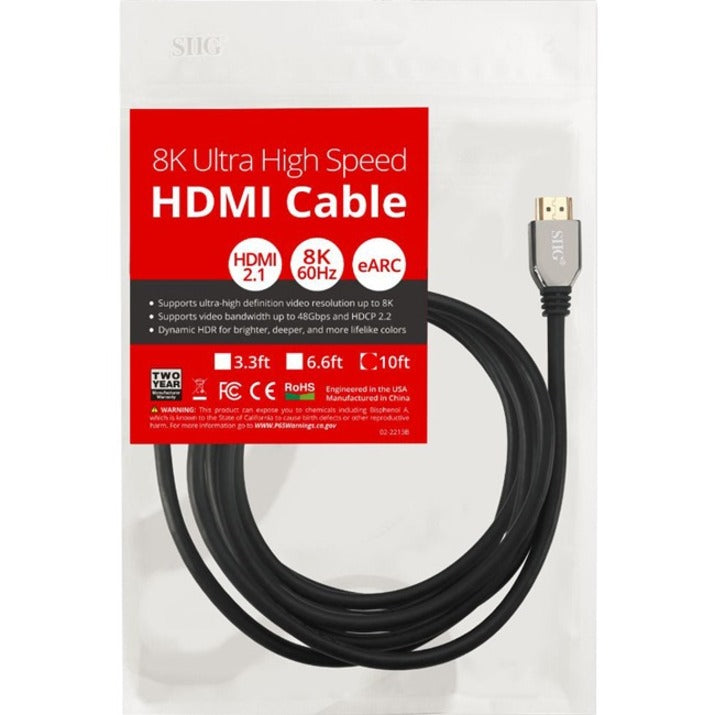 Siig 8K Ultra High Speed Hdmi Cable - 10Ft