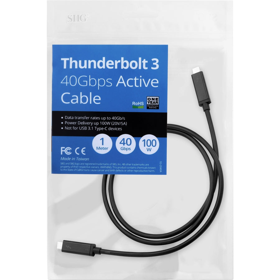 Siig Thunderbolt 3 40Gbps Active Cable - 1M