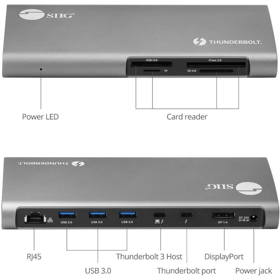 Siig Thunderbolt 3 To Dual 4K Monitor Docking Station With Pd - Titan Ridge - Usb C Dp Alt Compatible