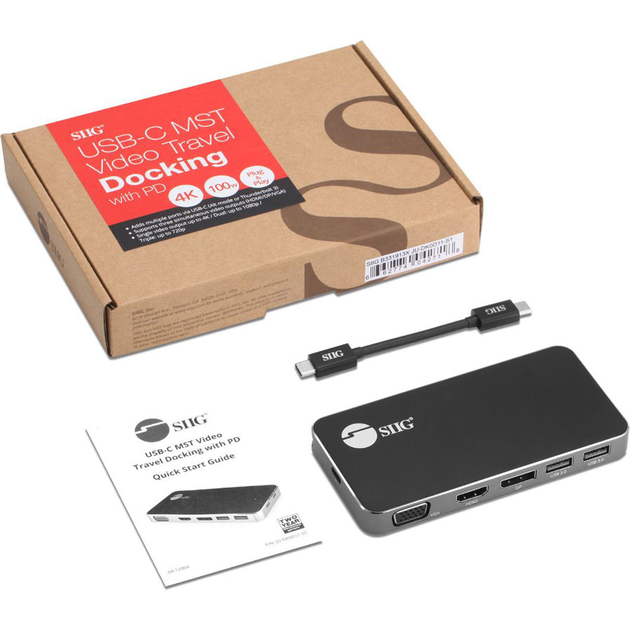 Siig Triple Display Usb-C Mst Video Travel Docking With 100W Pd Pass Through