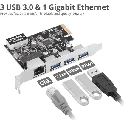 Siig Usb 3.0 3-Port Hub With Lan Pcie Host Card