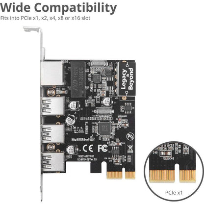 Siig Usb 3.0 3-Port Hub With Lan Pcie Host Card