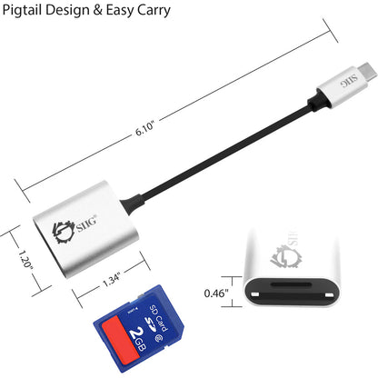 Siig Usb-C 2-In-1 Card Reader For Sd & Micro Sd - Silver