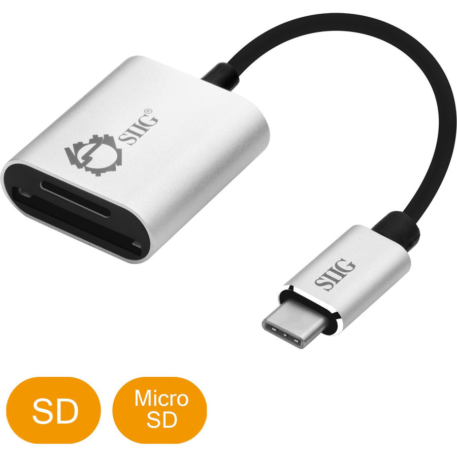 Siig Usb-C 2-In-1 Card Reader For Sd & Micro Sd - Silver