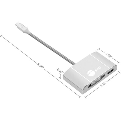 Siig Usb-C To 3-In-1 Multiport Video Adapter With Pd Charging - Dvi/Hdmi/Vga