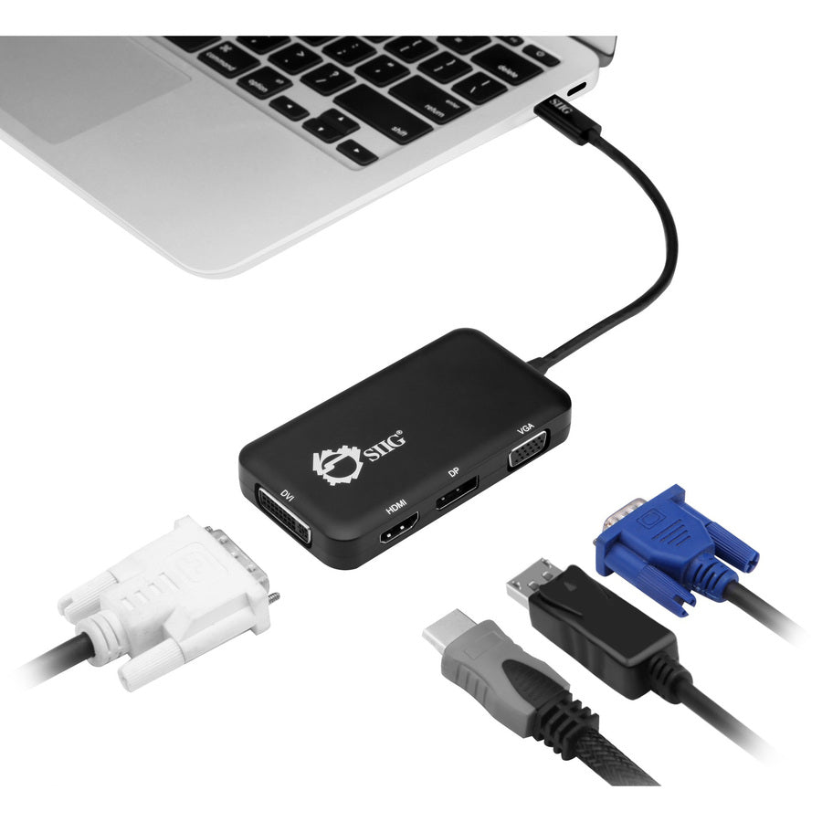 Siig Usb-C To 4-In-1 Multiport Video Adapter - Dvi/Vga/Dp/Hdmi