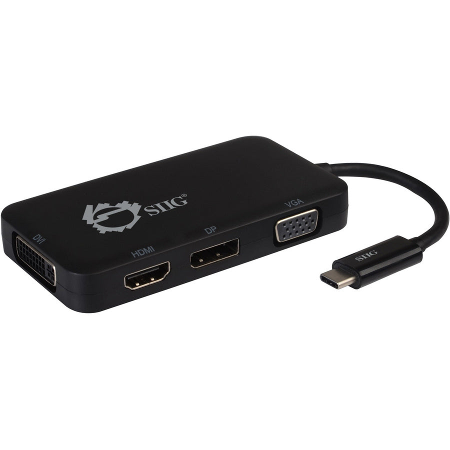 Siig Usb-C To 4-In-1 Multiport Video Adapter - Dvi/Vga/Dp/Hdmi