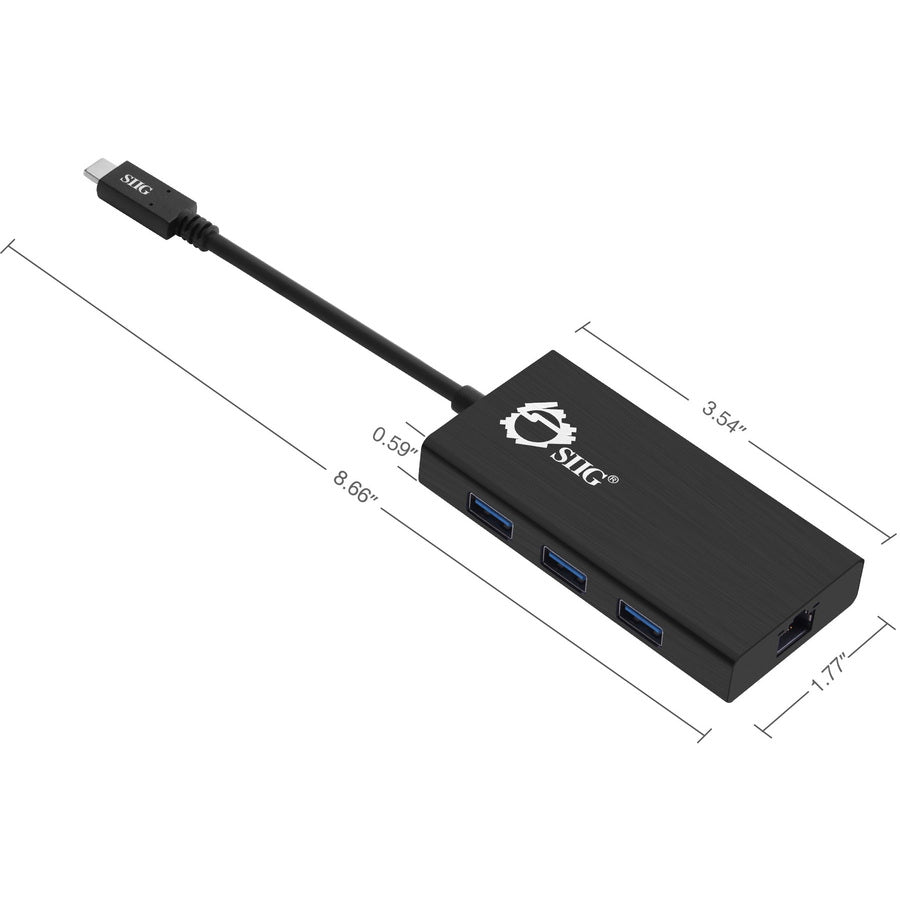 Siig Usb-C To Usb 3.0 Hub & Gigabit Ethernet Lan Adapter