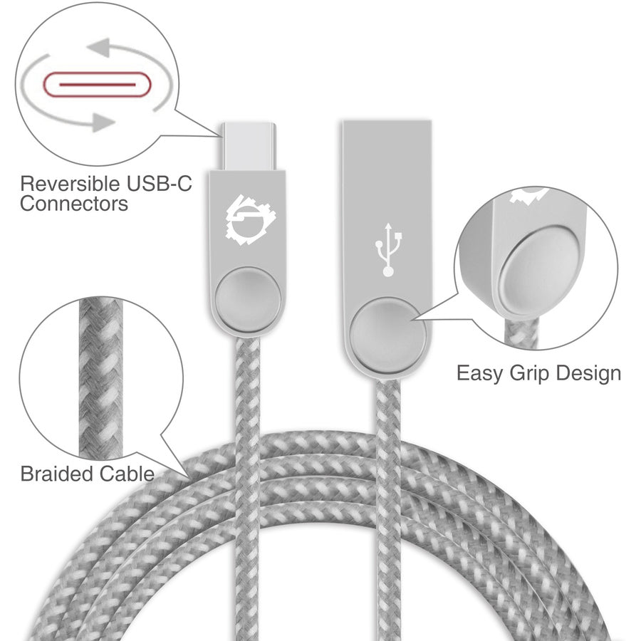 Siig Zinc Alloy Usb-C To Usb-A Charging & Sync Braided Cable - 3.3Ft, 2-Pack