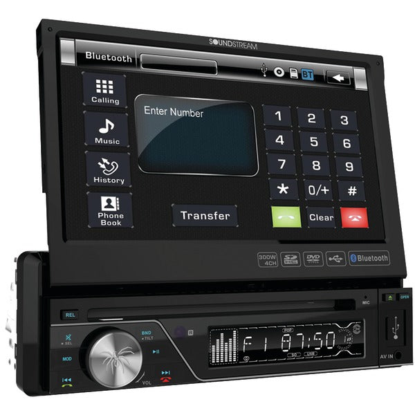 Soundstream VIR-7830B 7" Single-DIN In-Dash DVD Receiver with Flip-out Display & Bluetooth