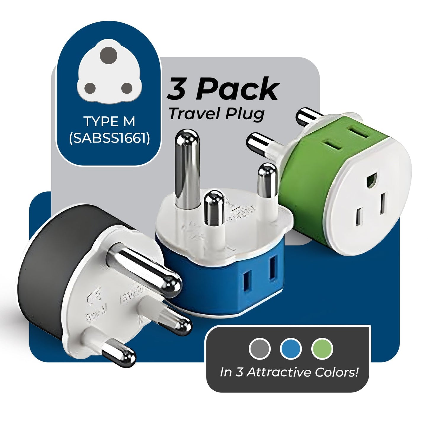 South Africa, Botswana Travel Adapter - 2 in 1 - Type M - Compact Design (US-10L)