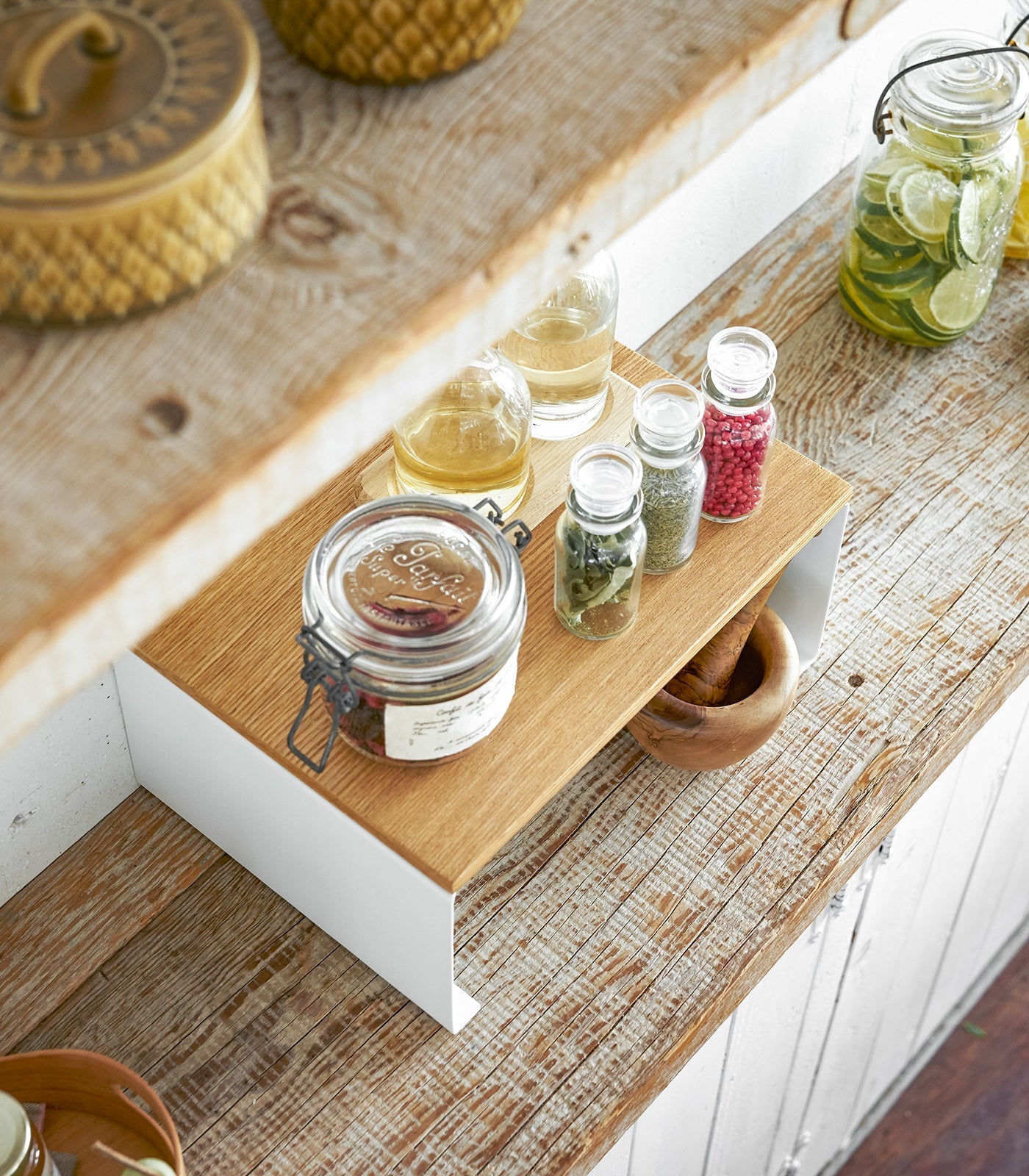 Stackable Countertop Shelf - Two Sizes - Steel + Wood