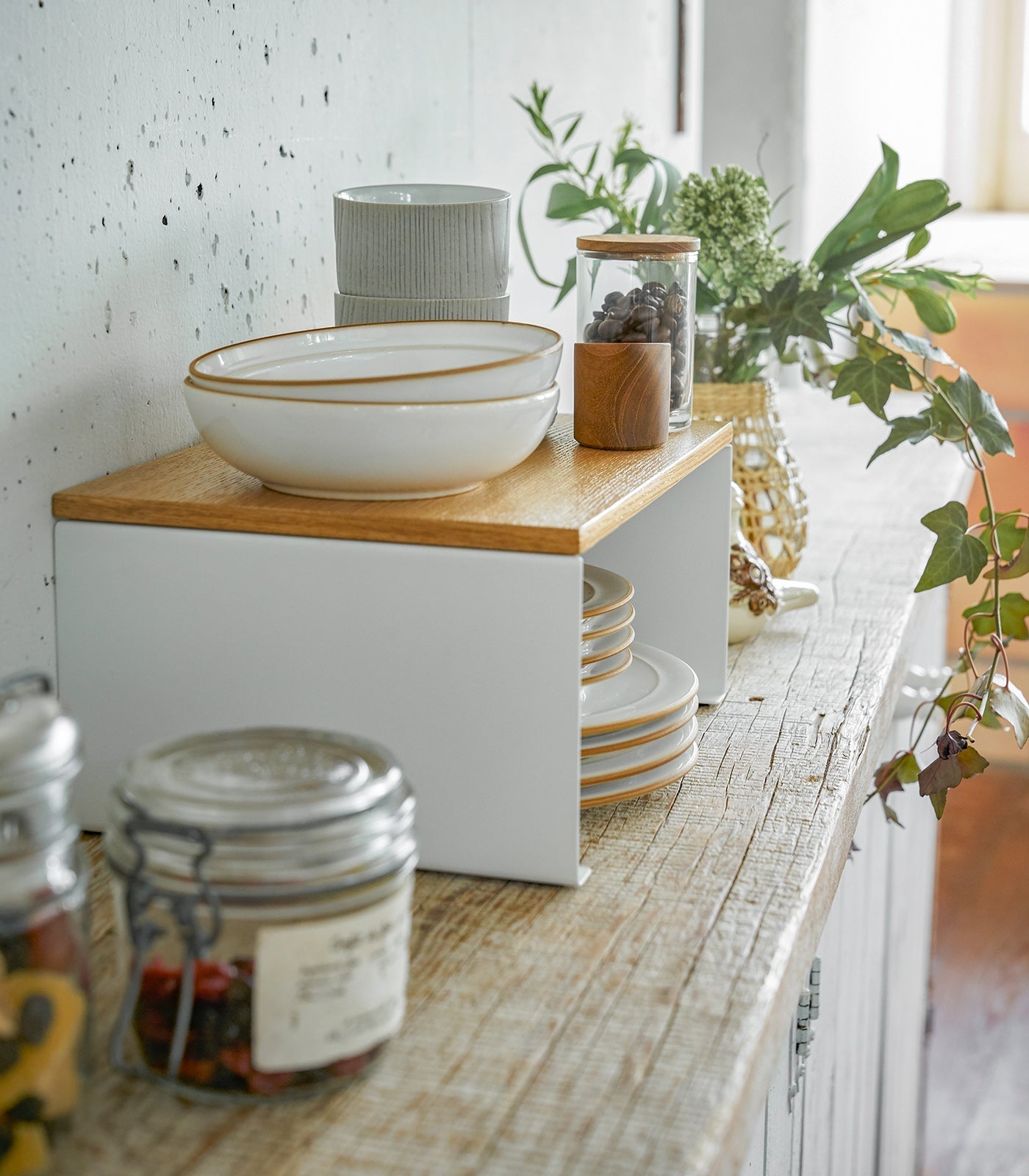 Stackable Countertop Shelf - Two Sizes - Steel + Wood