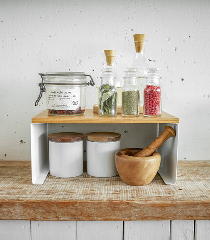 Stackable Countertop Shelf - Two Sizes - Steel + Wood