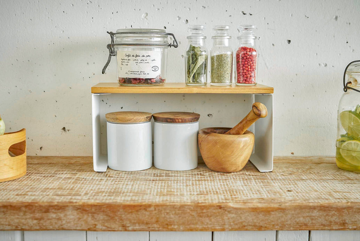 Stackable Countertop Shelf - Two Sizes - Steel + Wood