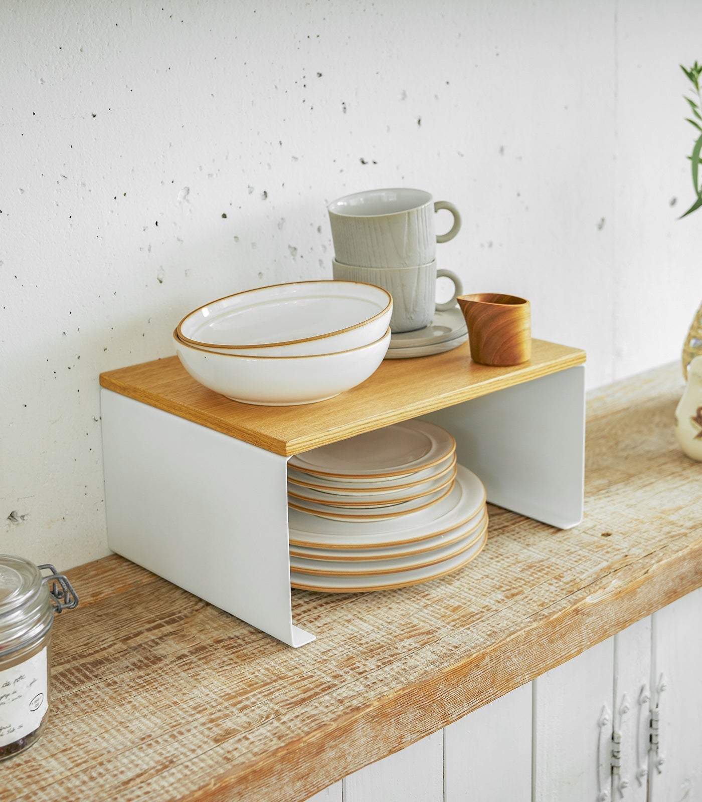 Stackable Countertop Shelf - Two Sizes - Steel + Wood