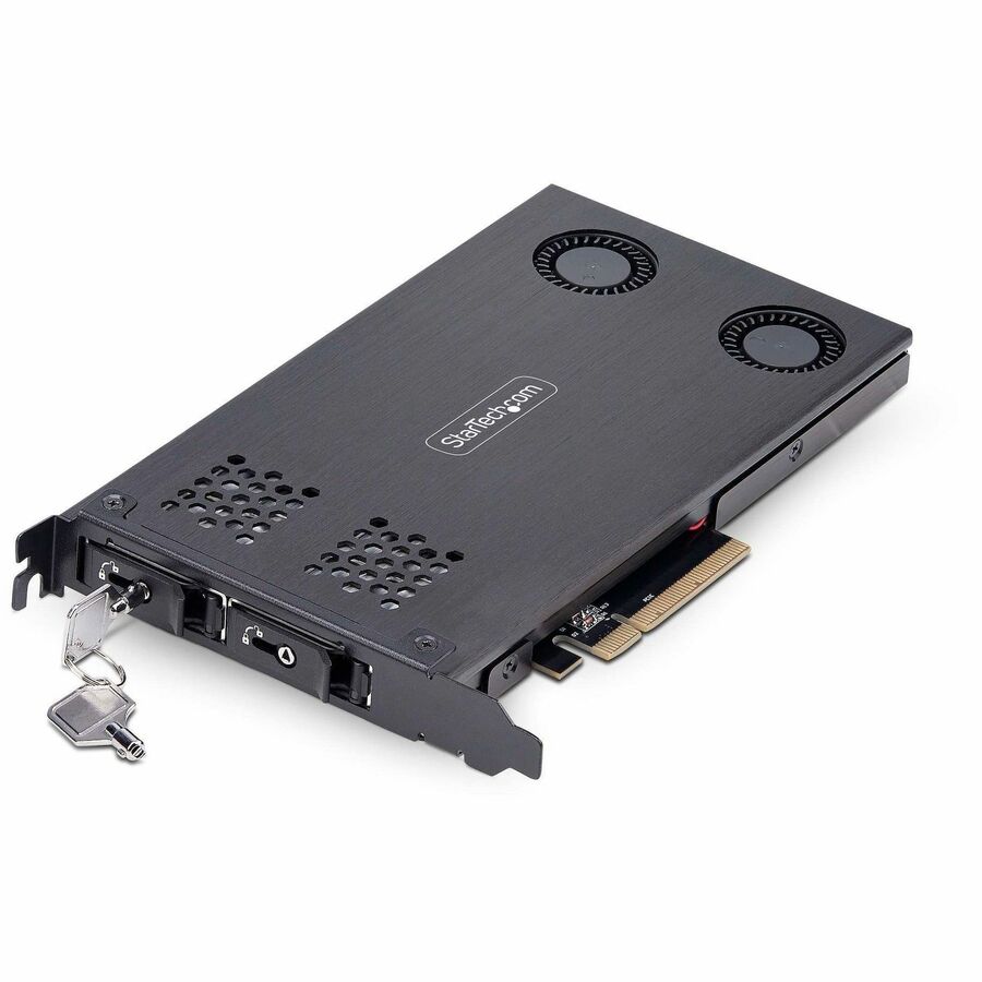 StarTech.com Dual-Bay M.2 NVMe SSD to PCIe x8 Removable Mobile Rack; Bifurcation Required; Tool-less Installation, PCIe Hot-Swap Drive Bay