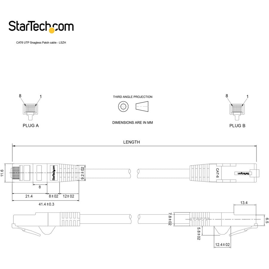 Startech.Com 10Ft (3M) Cat6 Ethernet Cable - Lszh (Low Smoke Zero Halogen) - 10 Gigabit 650Mhz 100W Poe Rj45 Utp Network Patch Cord Snagless With Strain Relief - Black Cat 6, Etl Verified, 24Awg