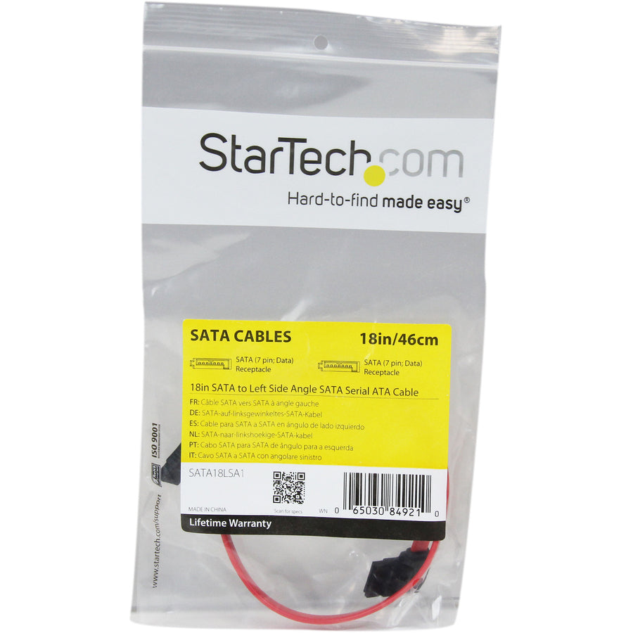 Startech.Com 18In Sata To Left Side Angle Sata Serial Ata Cable