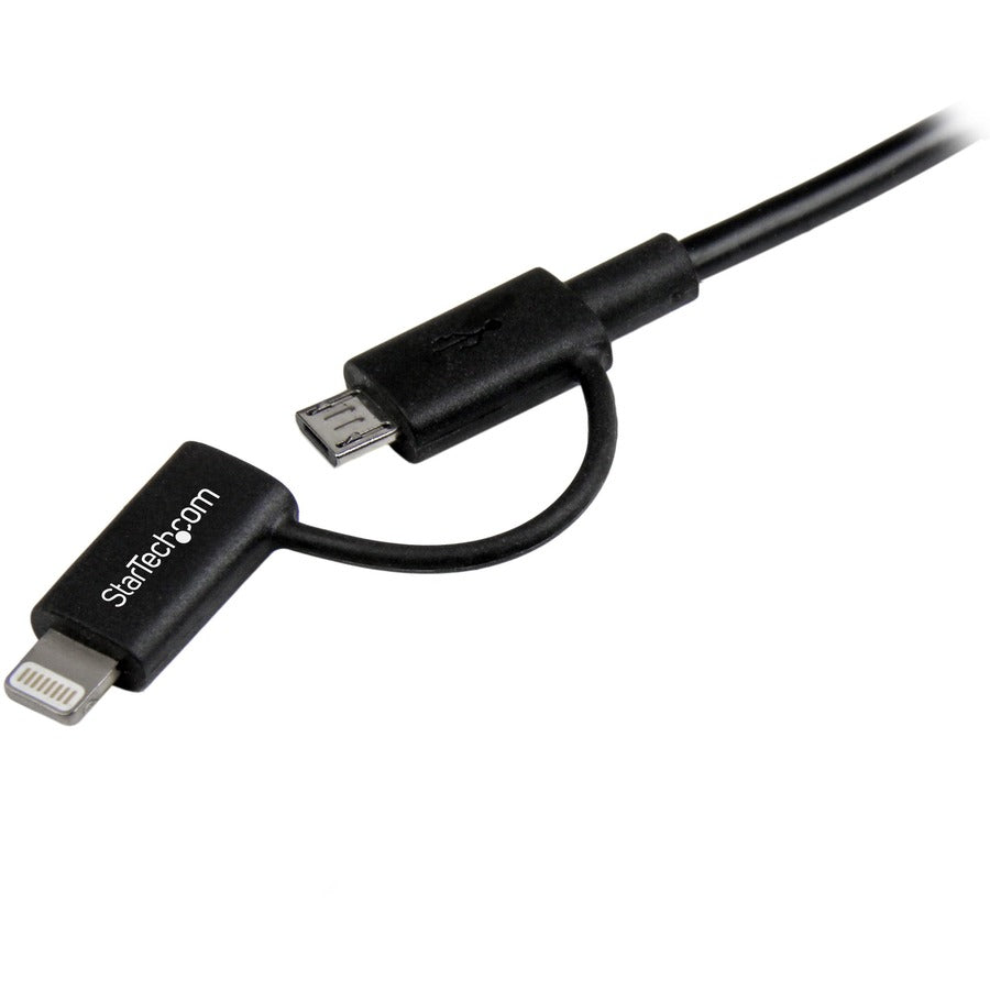 Startech.Com 1M (3 Ft) Black Apple 8-Pin Lightning Connector Or Micro Usb To Usb Combo Cable For Iphone / Ipod / Ipad