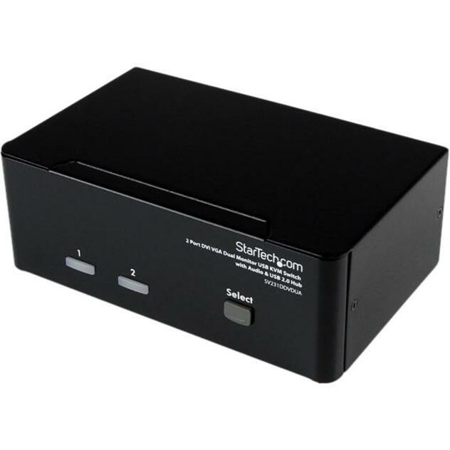 Startech.Com 2 Port Dvi Vga Dual Monitor Kvm Switch Usb With Audio & Usb 2.0 Hub