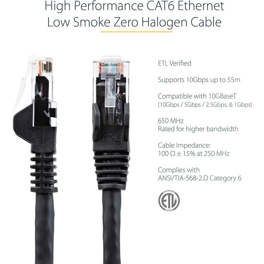 Startech.Com 25Ft (7.6M) Cat6 Ethernet Cable - Lszh (Low Smoke Zero Halogen) - 10 Gigabit 650Mhz N6Lpatch25Bk