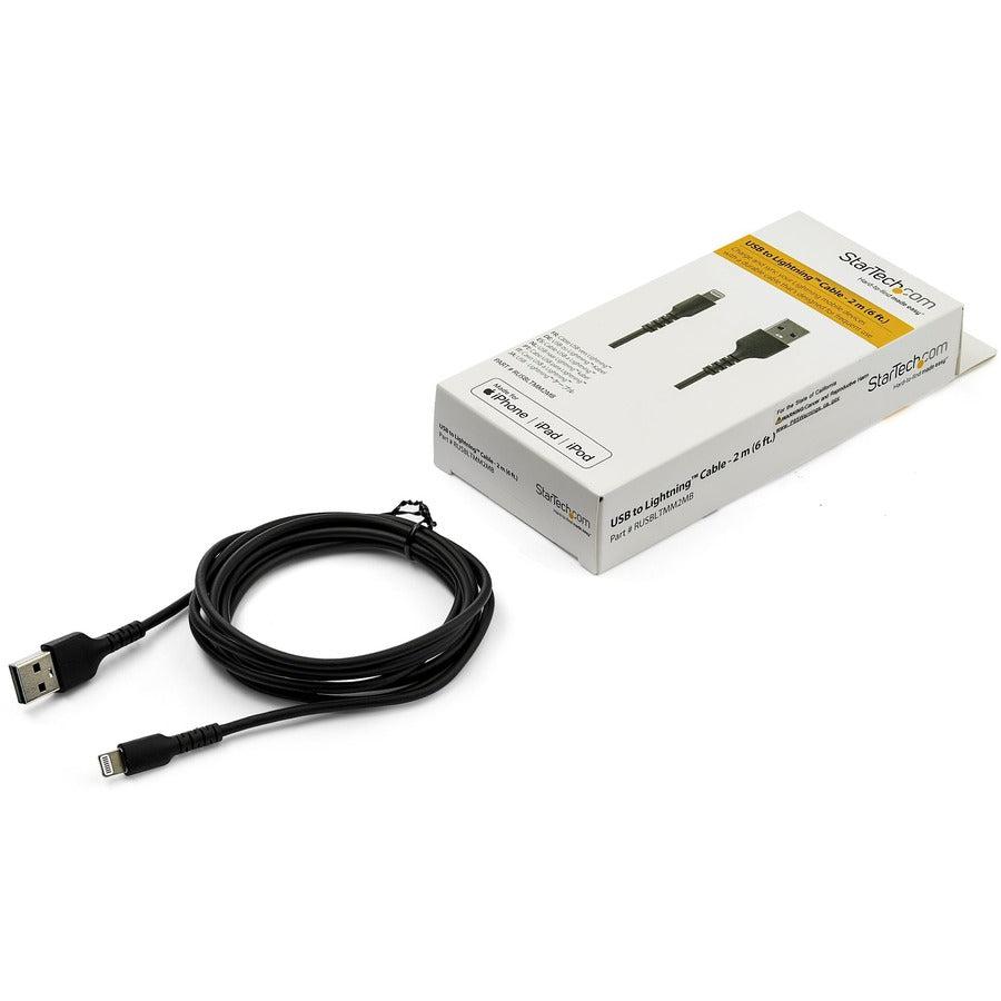 Startech.Com 2M Usb A To Lightning Cable - Durable Black Usb Type A To Lightning Connector Charge