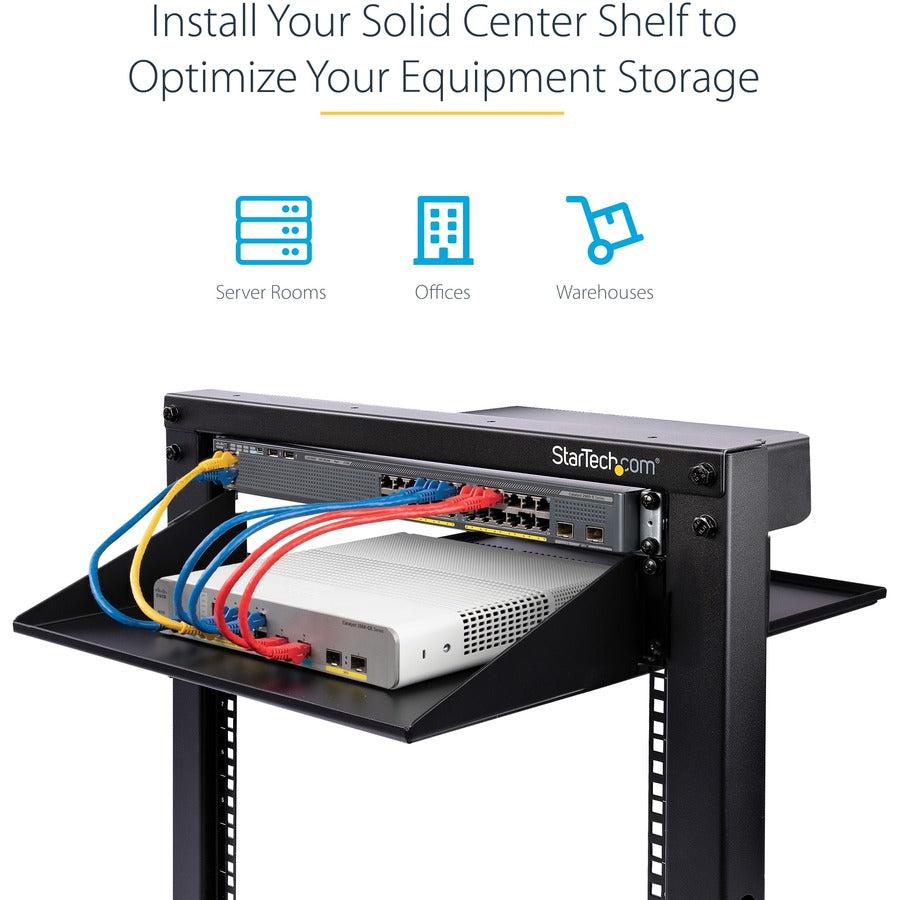 Startech.Com 2U Server Rack Shelf - 2 Post - Center Mount - Solid