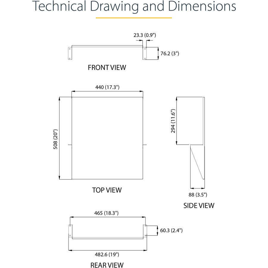 Startech.Com 2U Server Rack Shelf - 2 Post - Center Mount - Solid