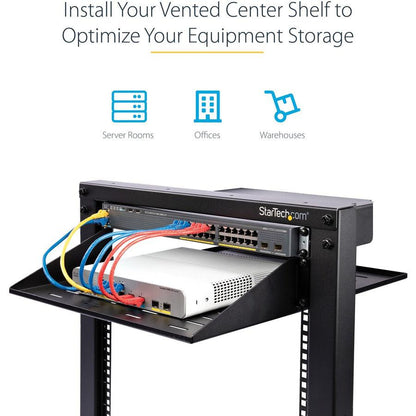 Startech.Com 2U Server Rack Shelf - 2 Post - Center Mount - Vented