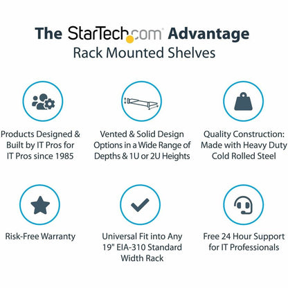 Startech.Com 2U Server Rack Shelf - Universal Vented Rack Mount Cantilever Tray For 19" Network