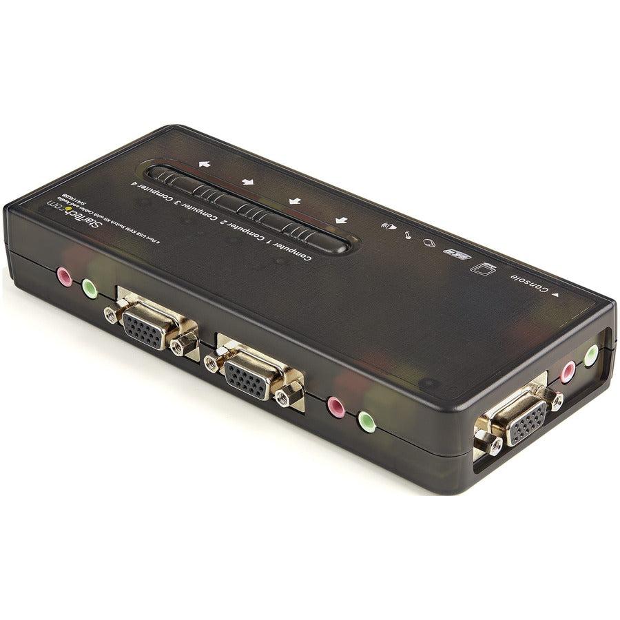 Startech.Com 4 Port Black Usb Kvm Switch Kit With Cables And Audio