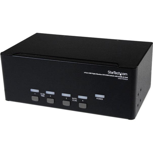 Startech.Com 4 Port Triple Monitor Dvi Usb Kvm Switch With Audio & Usb 2.0 Hub