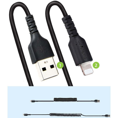 Startech.Com 50Cm (20In) Usb To Lightning Cable, Mfi Certified, Coiled Iphone Charger Cable,