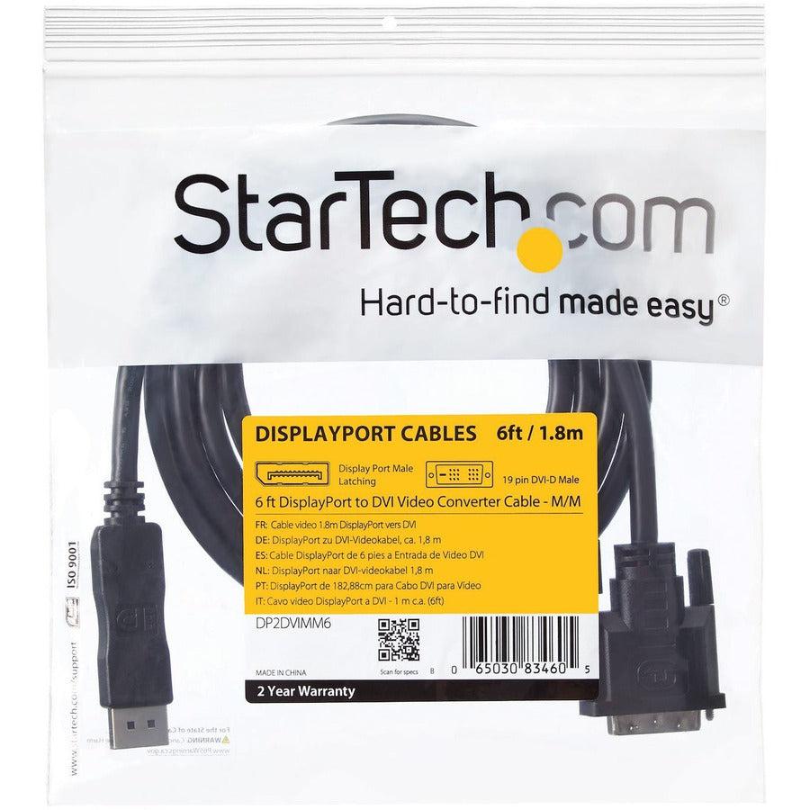 Startech.Com 6Ft (1.8M) Displayport To Dvi Cable - Displayport To Dvi Adapter Cable 1080P Video -