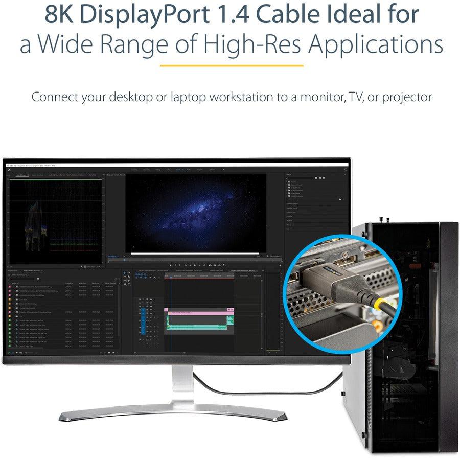 Startech.Com 6Ft (2M) Vesa Certified Displayport 1.4 Cable - 8K 60Hz Hdr10 - Ultra Hd 4K 120Hz Video