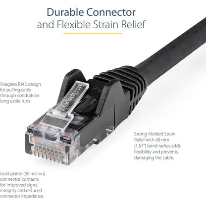 Startech.Com 6In (15Cm) Cat6 Ethernet Cable - Lszh (Low Smoke Zero Halogen) - 10 Gigabit 650Mhz 100W N6Lpatch6Inbk