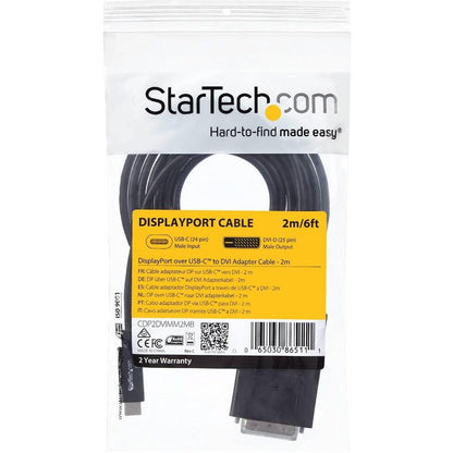 Startech.Com 6.6 Ft. (2M) Usb-C To Dvi Cable - 1920 X 1200 - Black